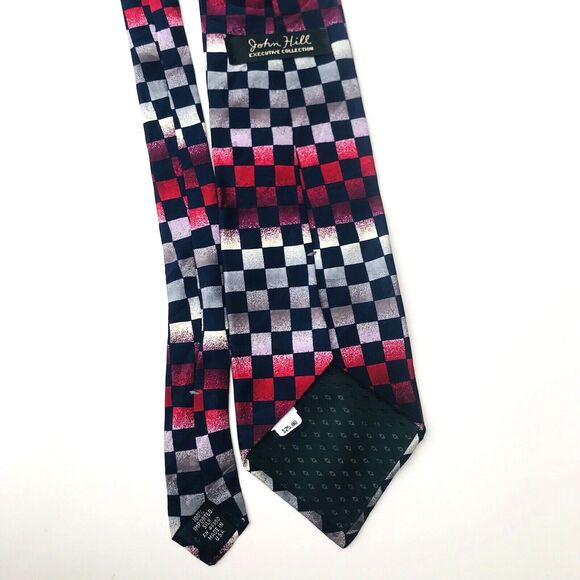 John Hill Executive Tie Checkered Flag Racing Plaid NASCAR Swing Mechanic USA - Picture 10 of 10